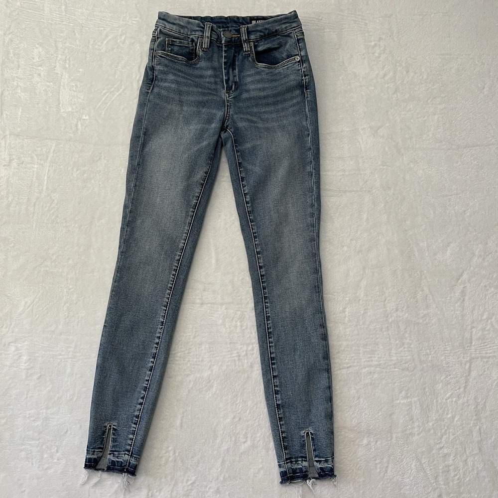 Blank NYC Jeans Juniors Size 25 The Bond Mid Rise Skinny Raw Hem Distressed